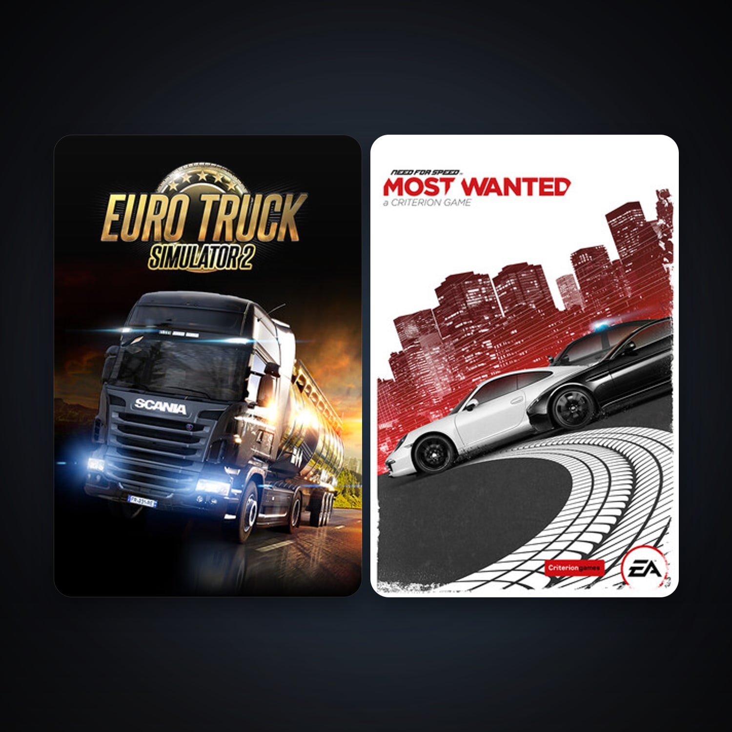 Euro Truck Simulator 2 + Need for Speed Most Wanted, 2 games, clean — HabibiAccounts
