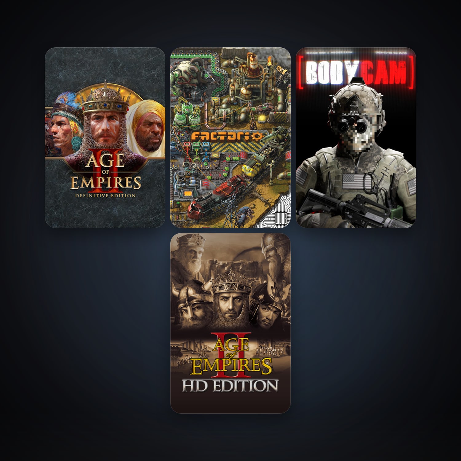 Age of Empires II + Factorio, 7 games, clean — HabibiAccounts