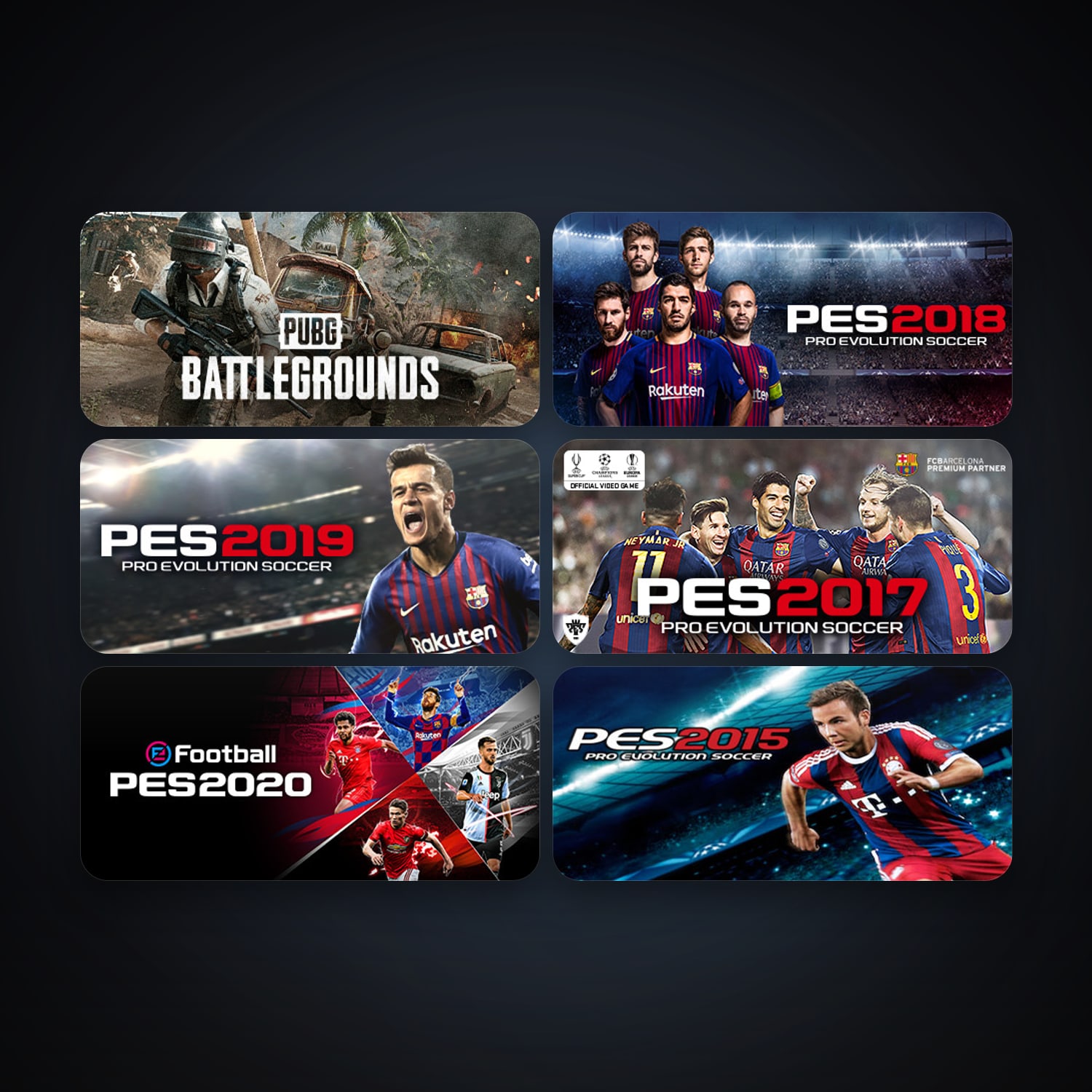 Pro Evolution Soccer 2015 + Pro Evolution Soccer 2016, 36 games, clean — HabibiAccounts