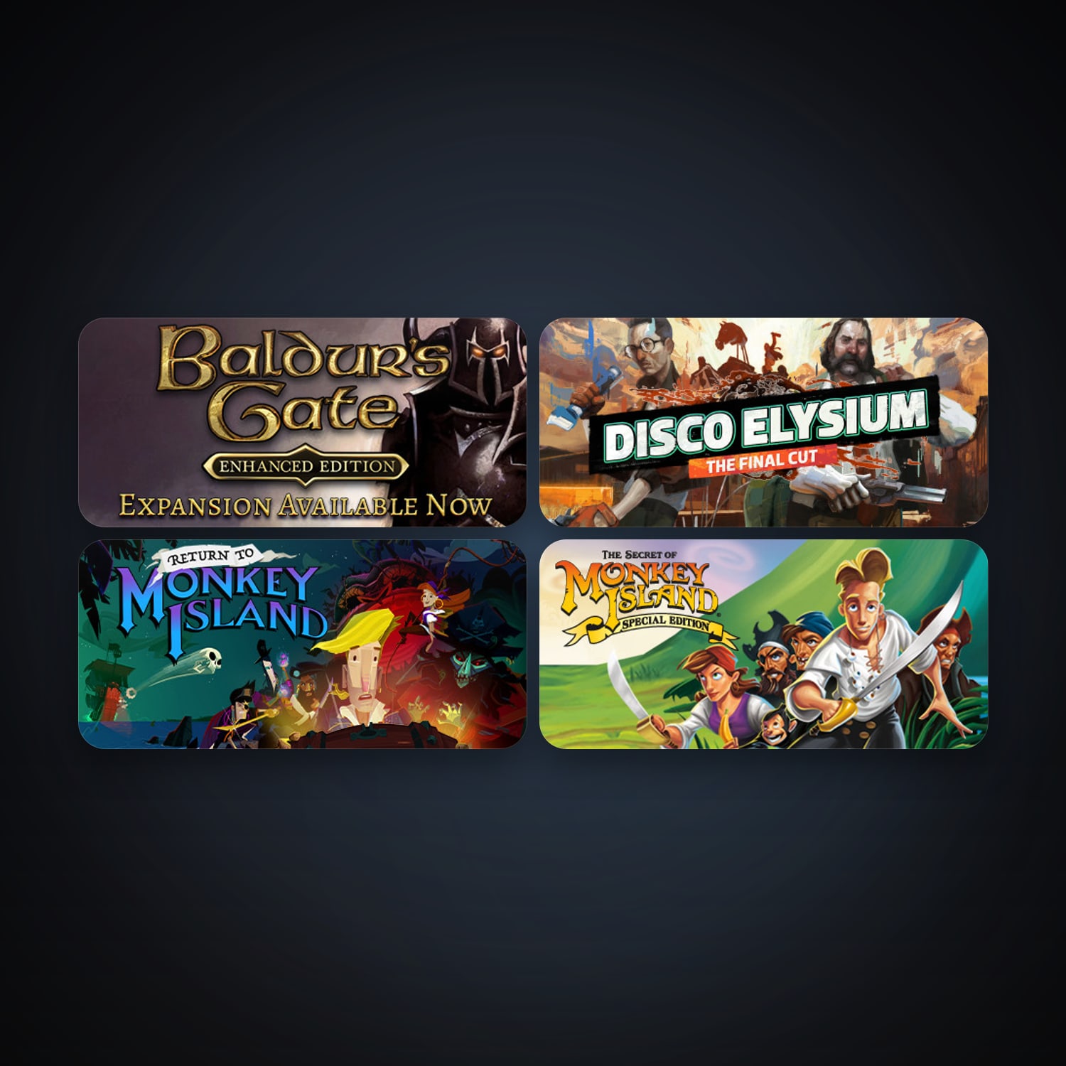 The Secret of Monkey Island: Special Edition + Baldur's Gate: Enhanced Edition, 5 games, clean — HabibiAccounts