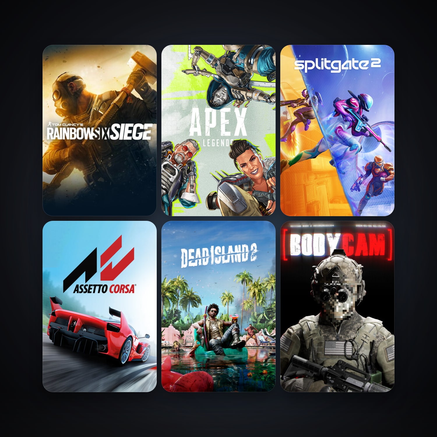 Assetto Corsa + Tom Clancy's Rainbow Six Siege, 10 games, clean — HabibiAccounts