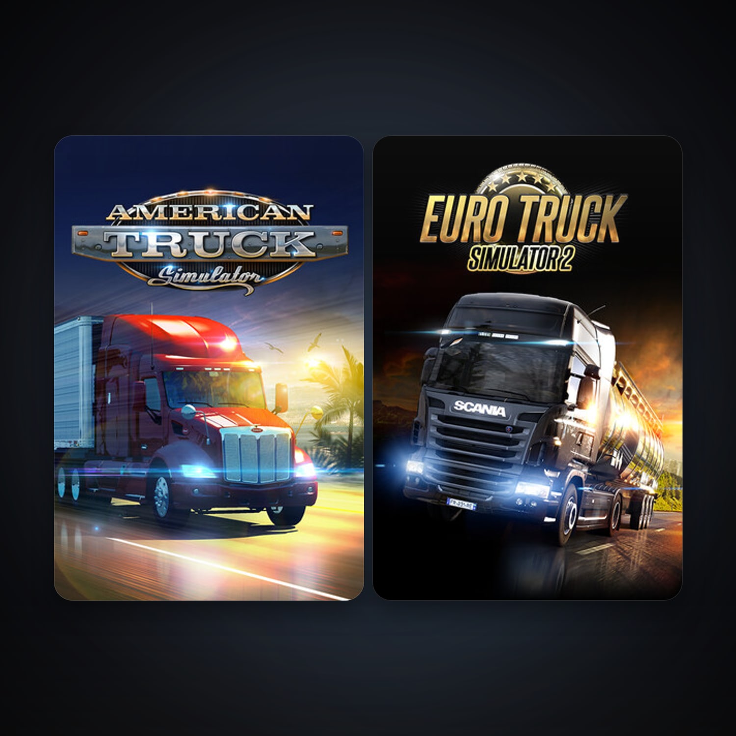 Euro Truck Simulator 2 + American Truck Simulator, 2 games, clean — HabibiAccounts