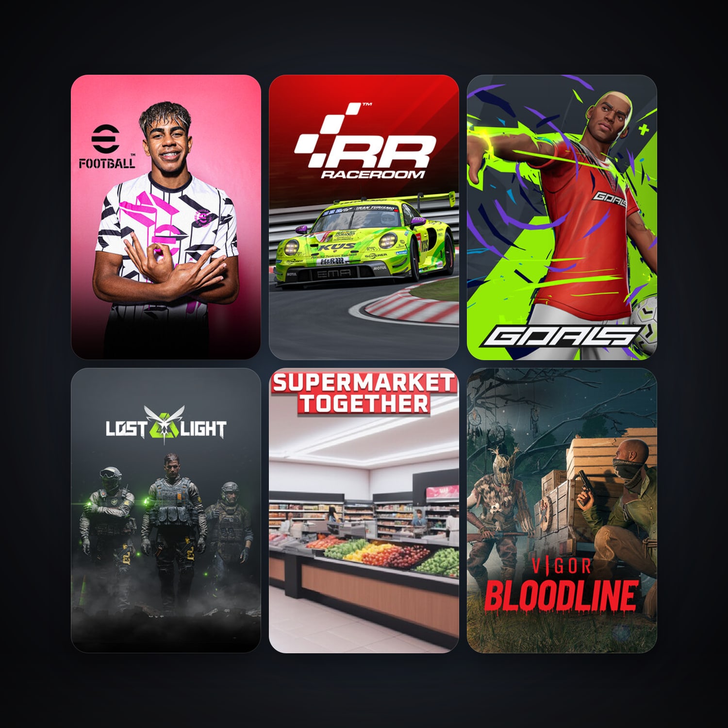 RaceRoom Racing Experience + eFootball 2024, 35 games, clean — HabibiAccounts