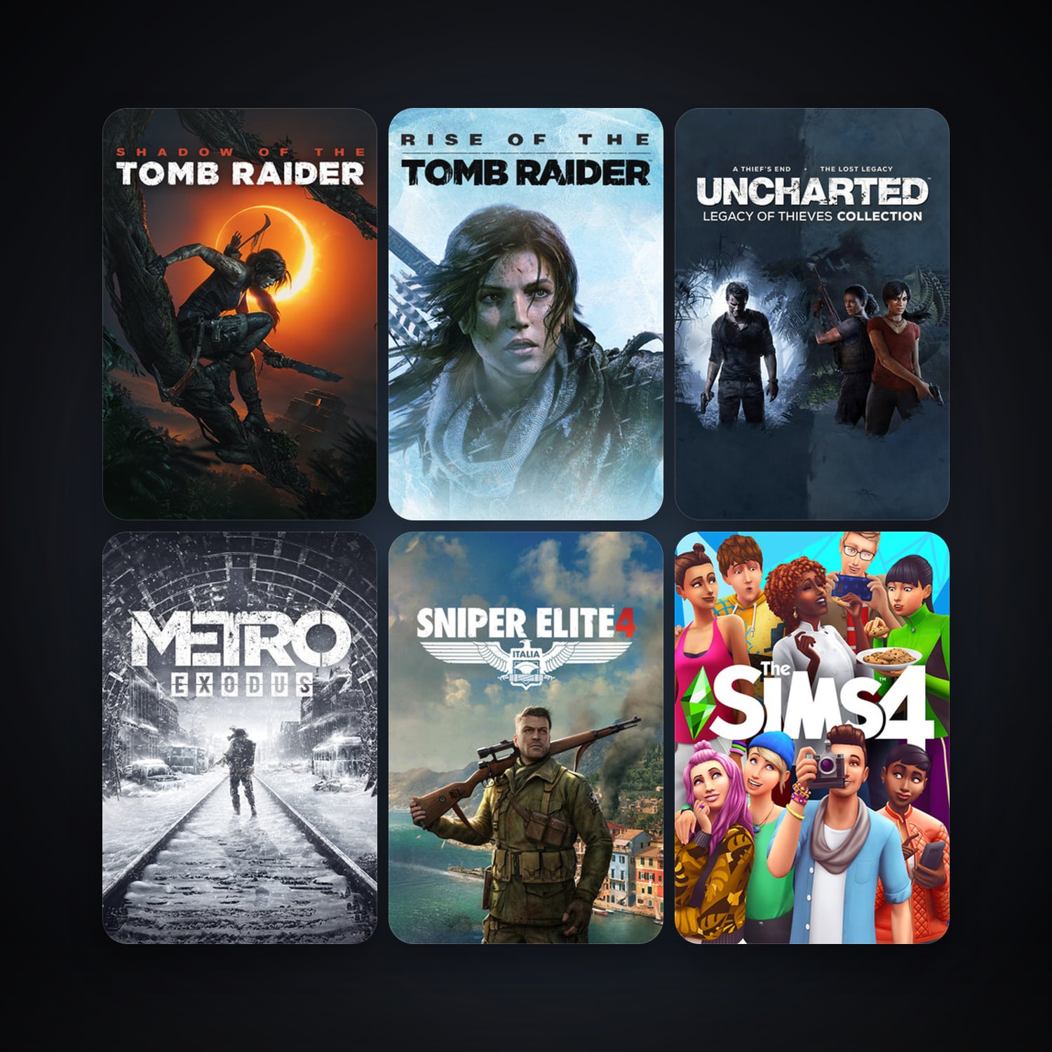 Sniper Elite 4 + Rise of the Tomb Raider, 56 games, clean — HabibiAccounts