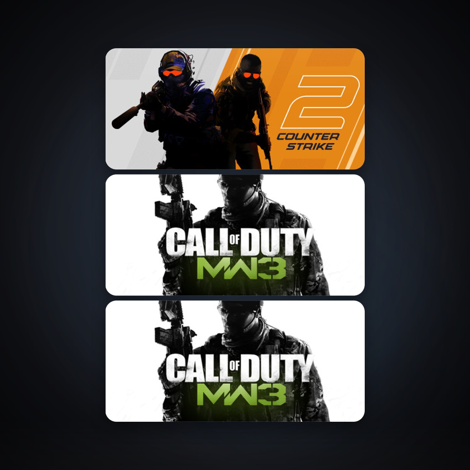 CS2 Prime + Call of Duty: Modern Warfare 3 (2011), 3 games, clean — HabibiAccounts