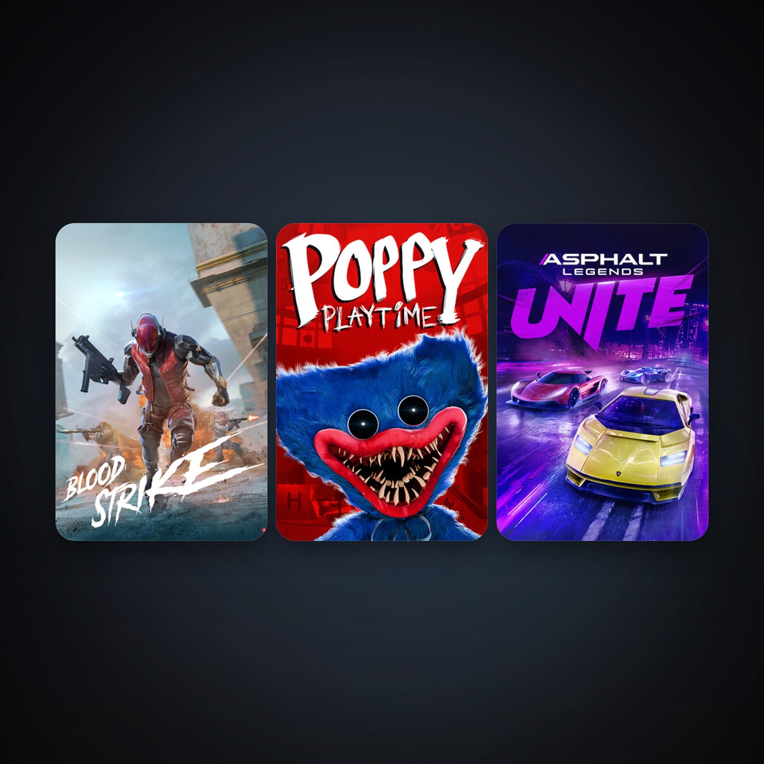 Poppy Playtime + Asphalt Legends Unite, 8 games, clean — HabibiAccounts