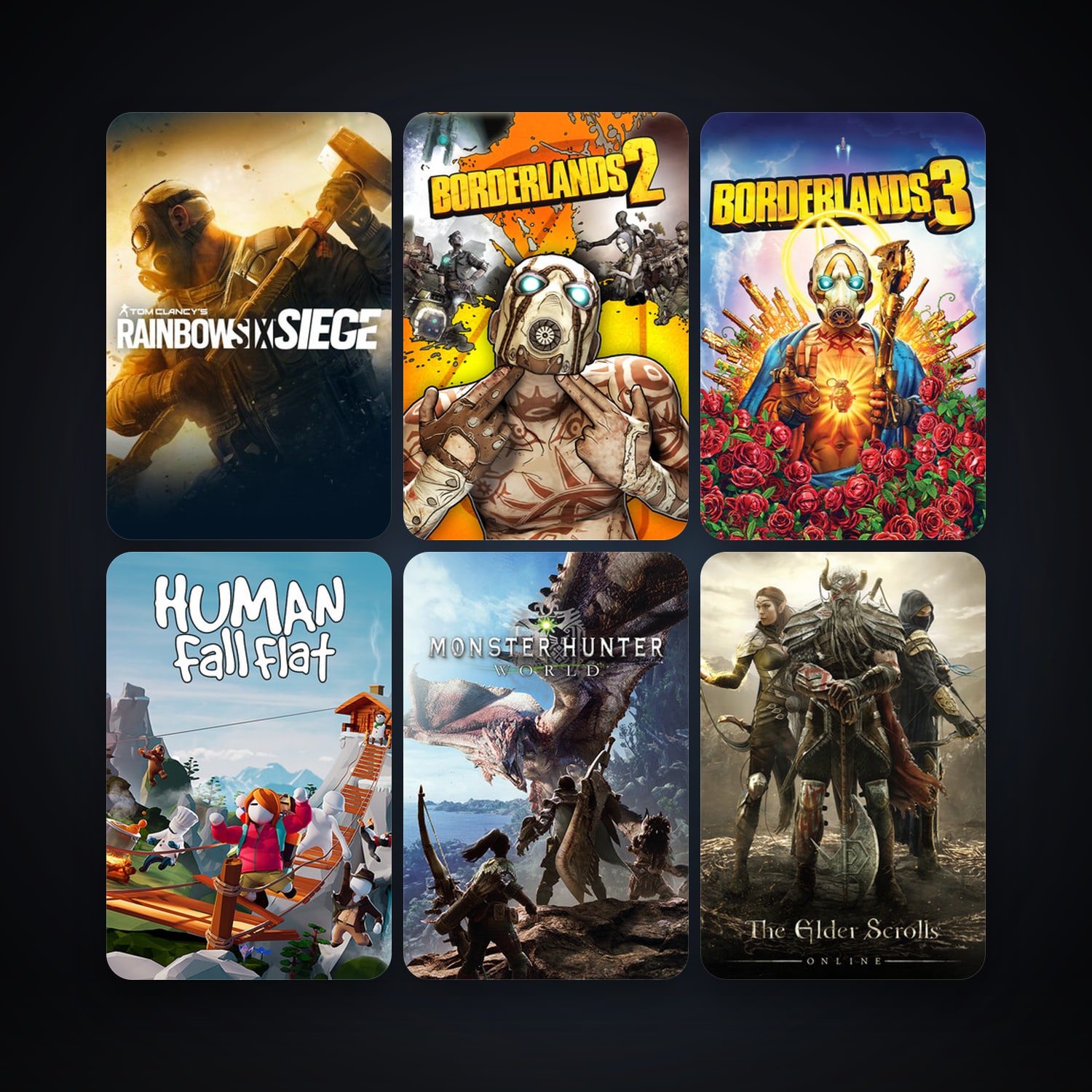 Borderlands 2 + Assassin's Creed Unity, 10 games, clean — HabibiAccounts