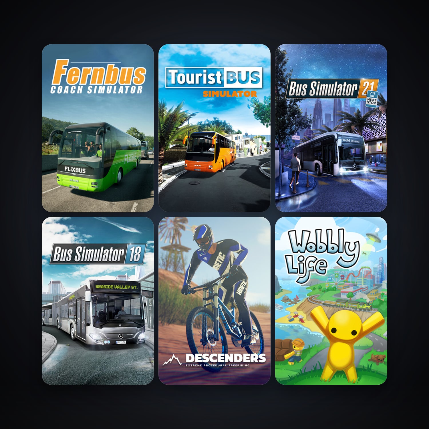 Fernbus Simulator + Bus Simulator 18, 26 games, clean — HabibiAccounts