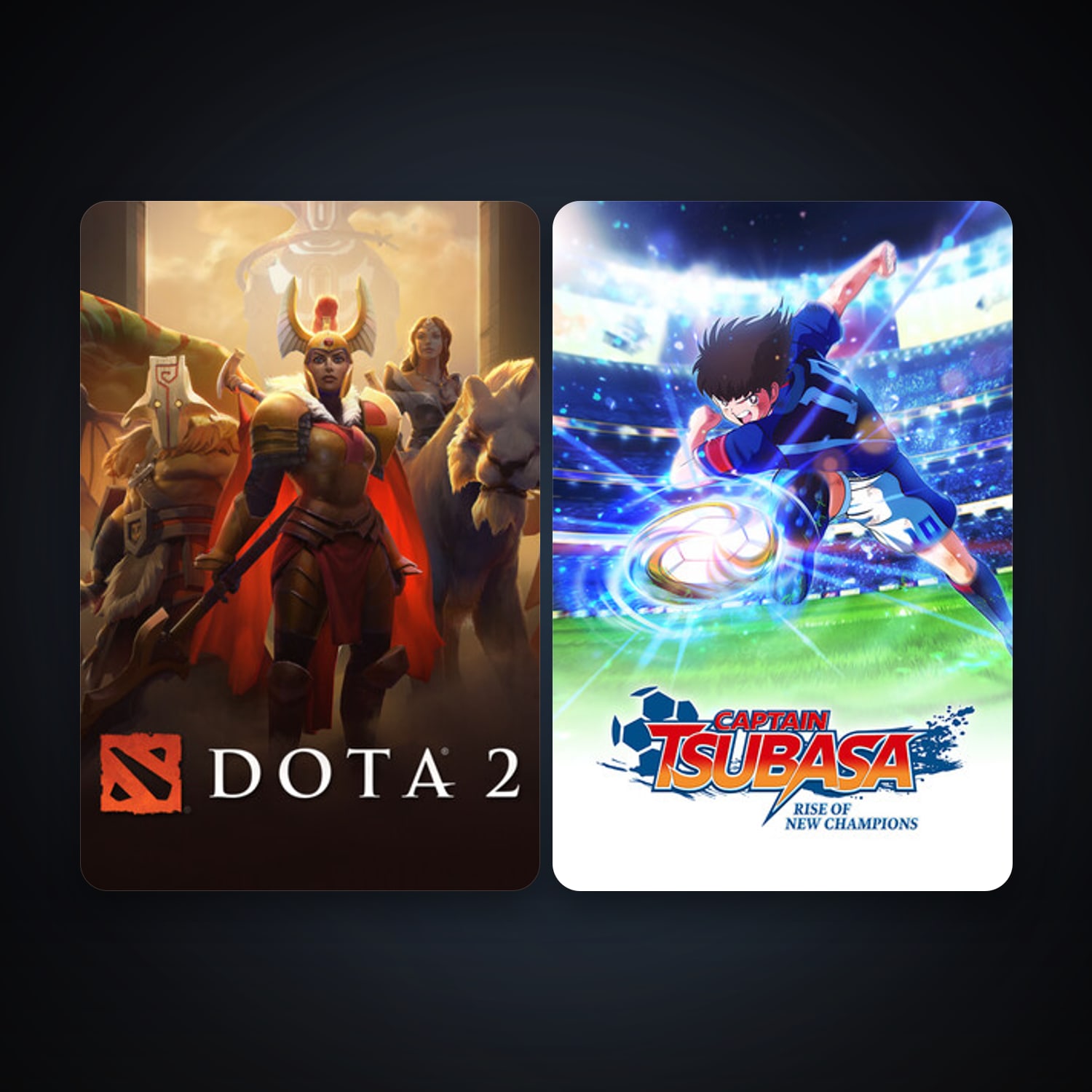 Dota 2 + Captain Tsubasa: Rise of New Champions, 2 games, clean — HabibiAccounts