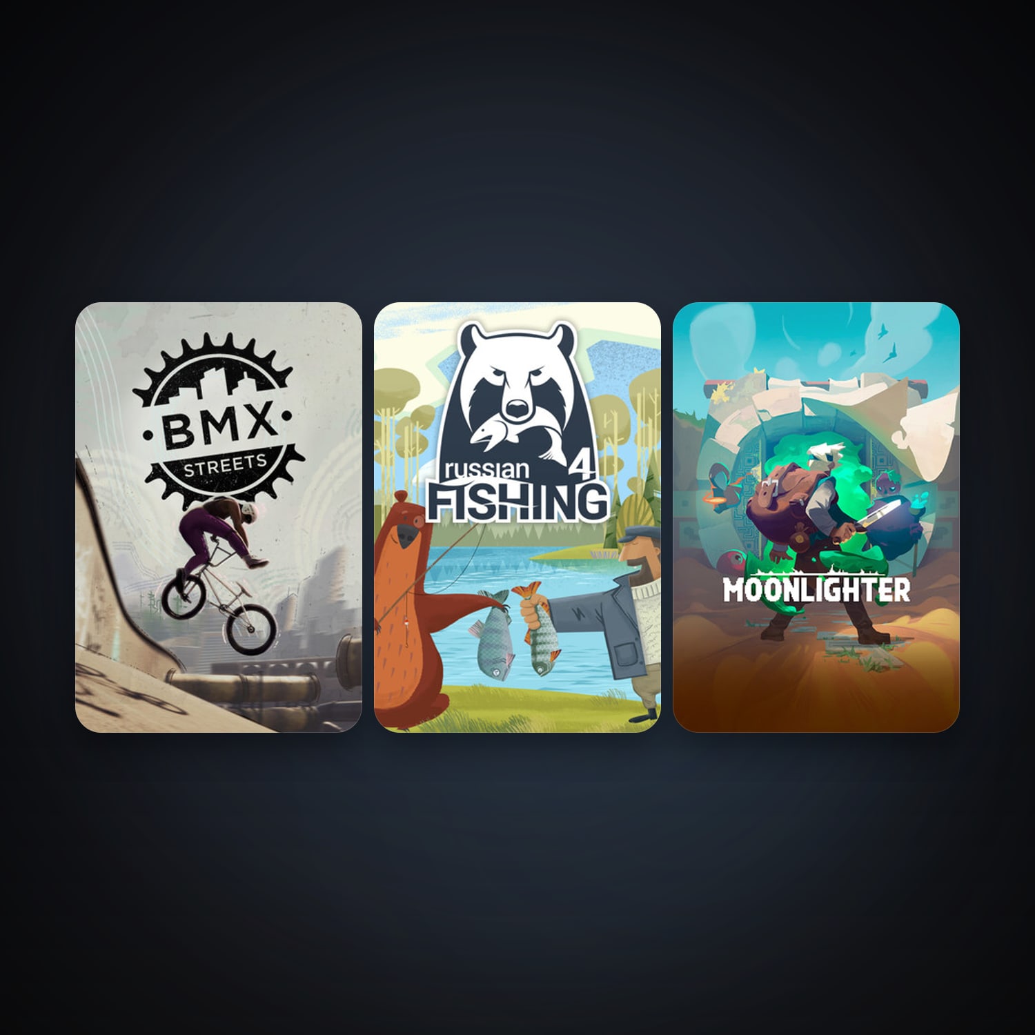 Moonlighter + Russian Fishing 4, 6 games, clean — HabibiAccounts