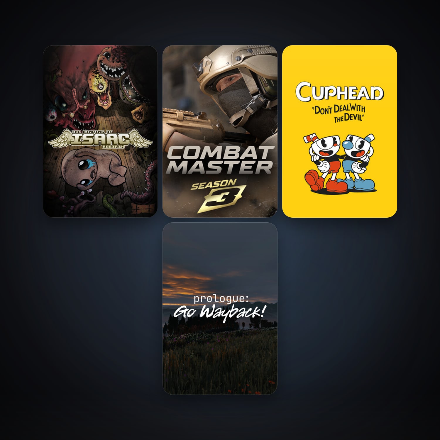 The Binding of Isaac: Rebirth + Cuphead, 4 games, clean — HabibiAccounts