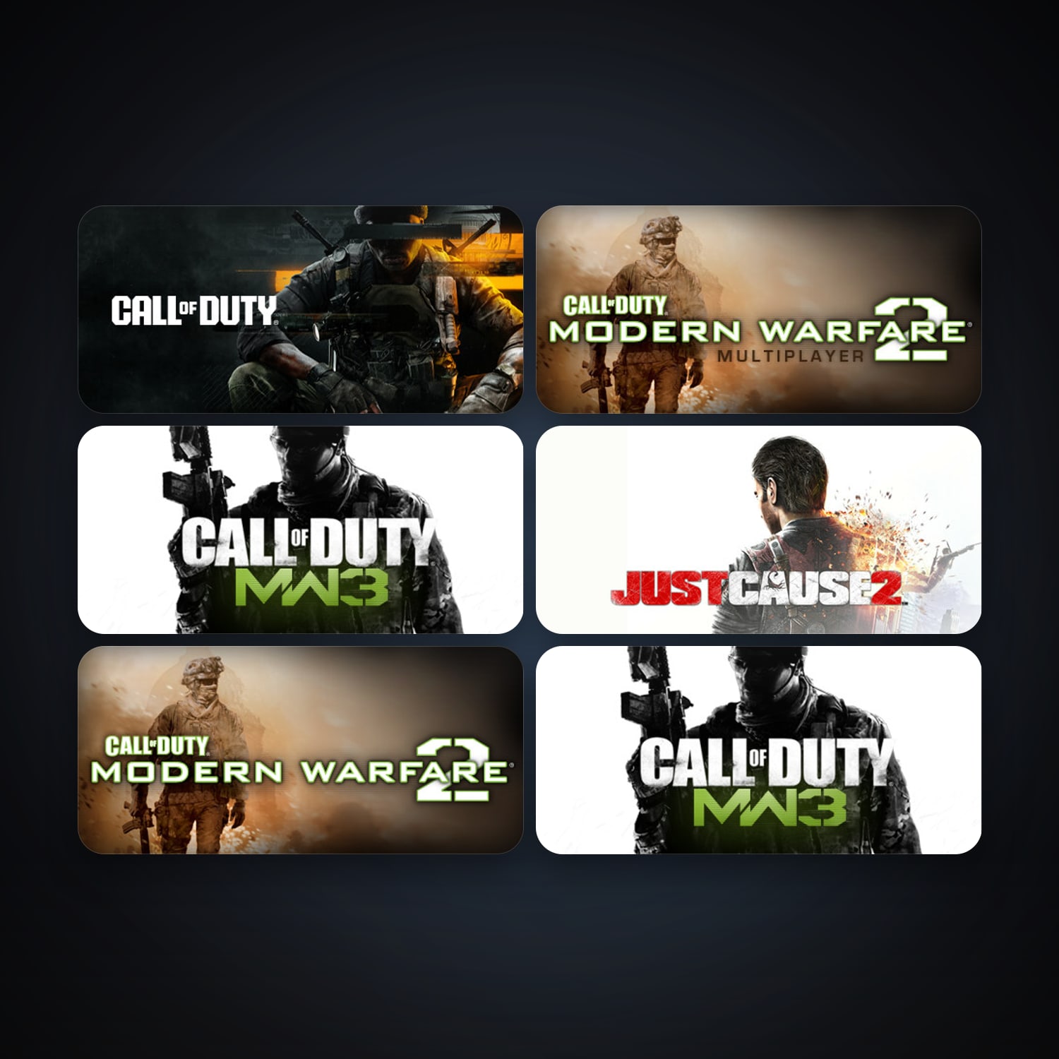 Just Cause 2 + Call of Duty: Modern Warfare 2 (2009), 7 games, clean — HabibiAccounts