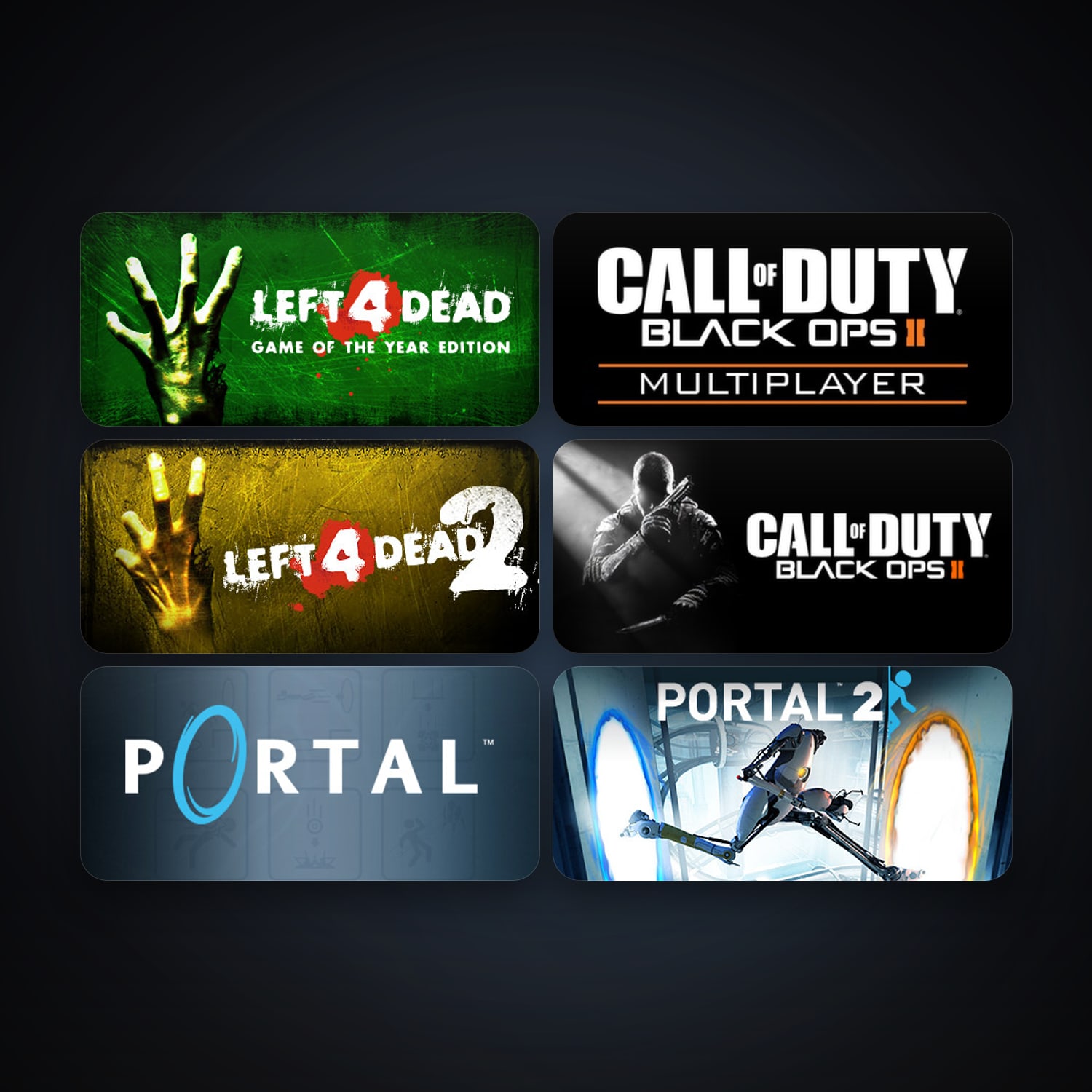 Portal + Left 4 Dead, 13 games, clean — HabibiAccounts
