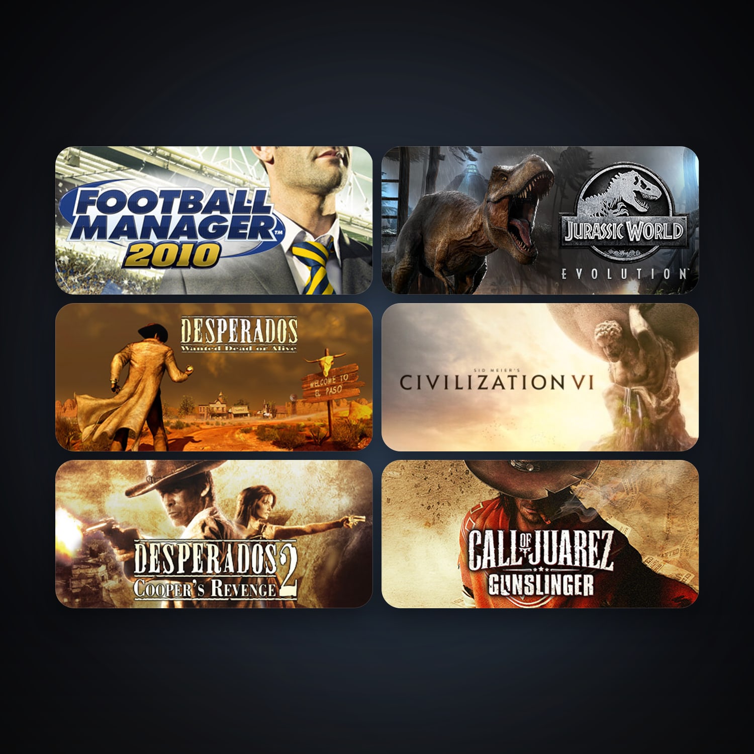 Desperados 2: Cooper's Revenge + Football Manager 2010, 6 games, clean — HabibiAccounts