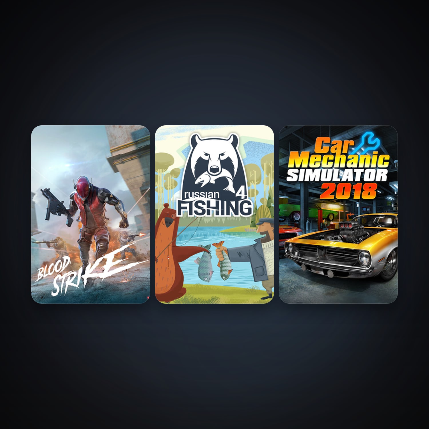 Car Mechanic Simulator 2018 + Russian Fishing 4, 4 games, clean — HabibiAccounts
