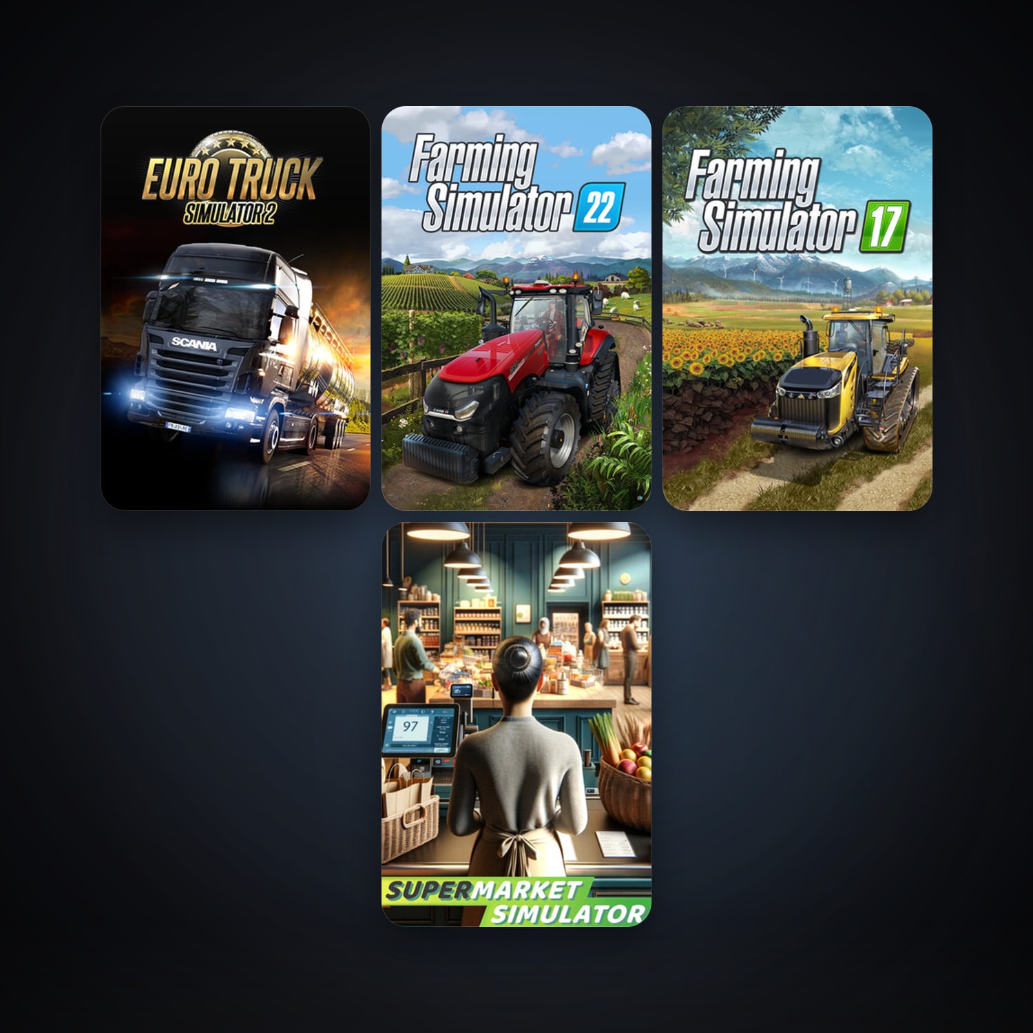 Euro Truck Simulator 2 + Farming Simulator 17, 14 games, clean — HabibiAccounts