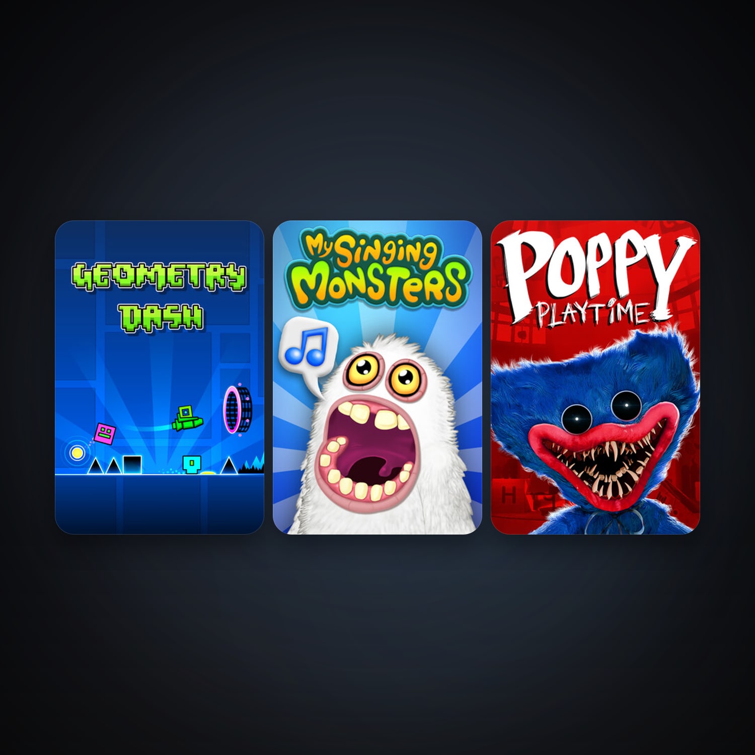 Geometry Dash + My Singing Monsters, 4 games, clean — HabibiAccounts