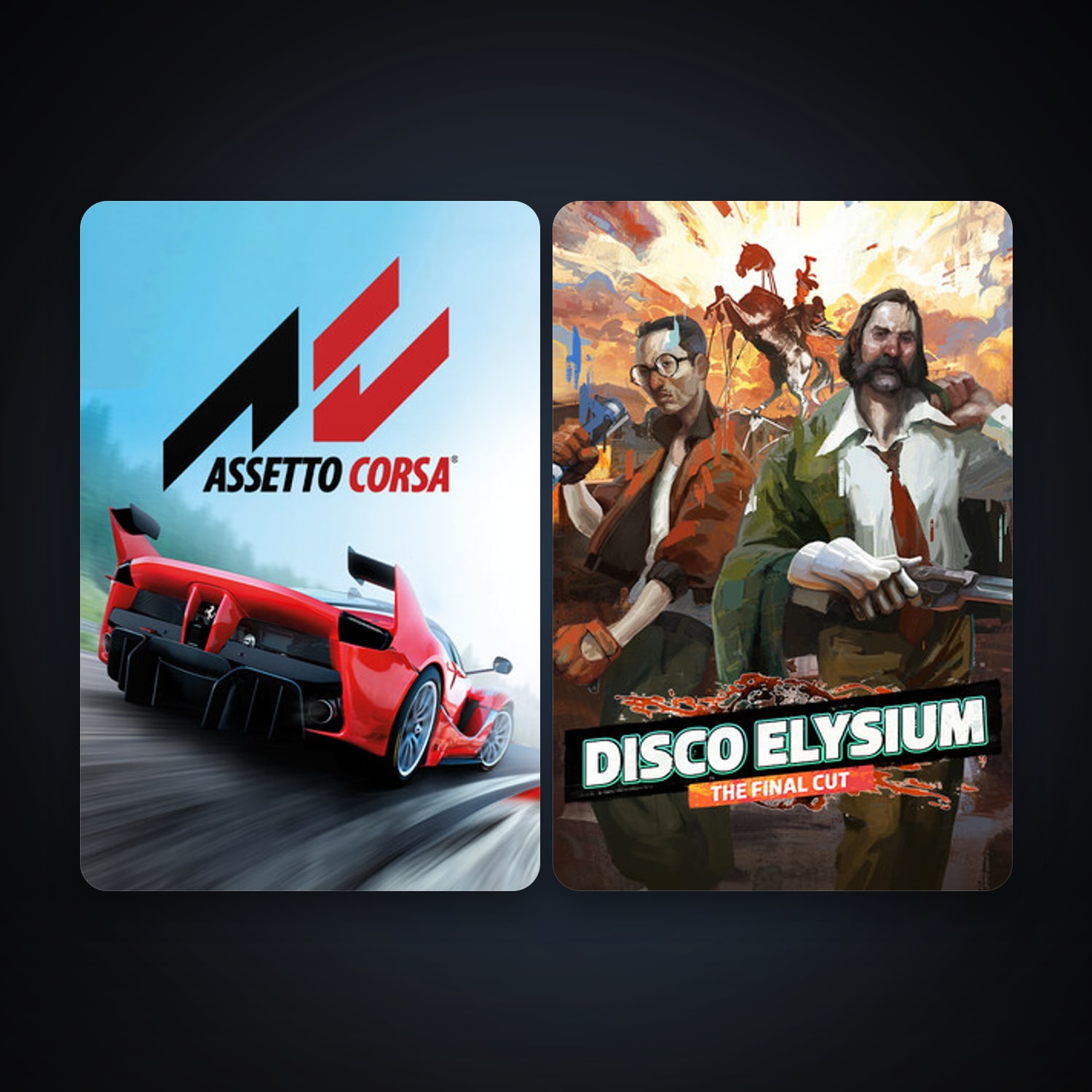 Assetto Corsa + Disco Elysium, 2 games, clean — HabibiAccounts