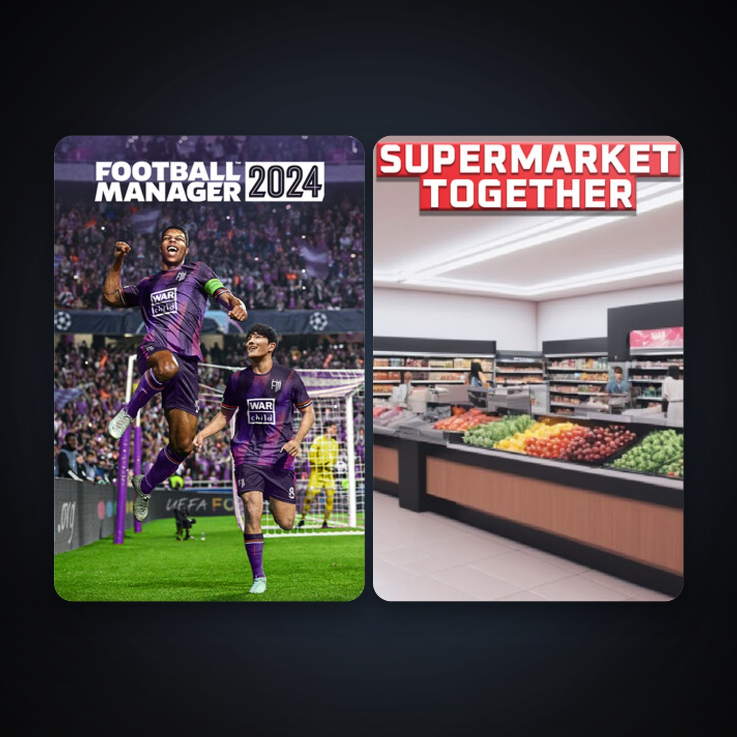 Football Manager 2024 + Supermarket Together, 3 games, clean — HabibiAccounts