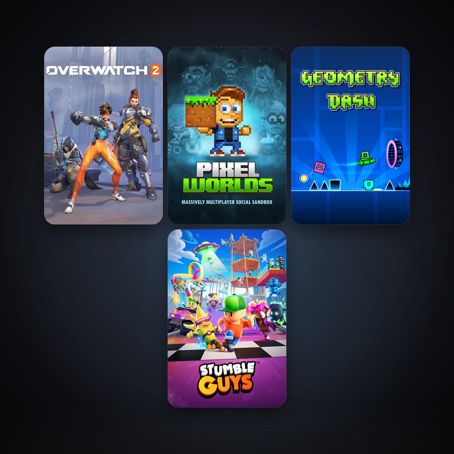 Geometry Dash + Pixel Worlds: MMO Sandbox, 7 games, clean — HabibiAccounts