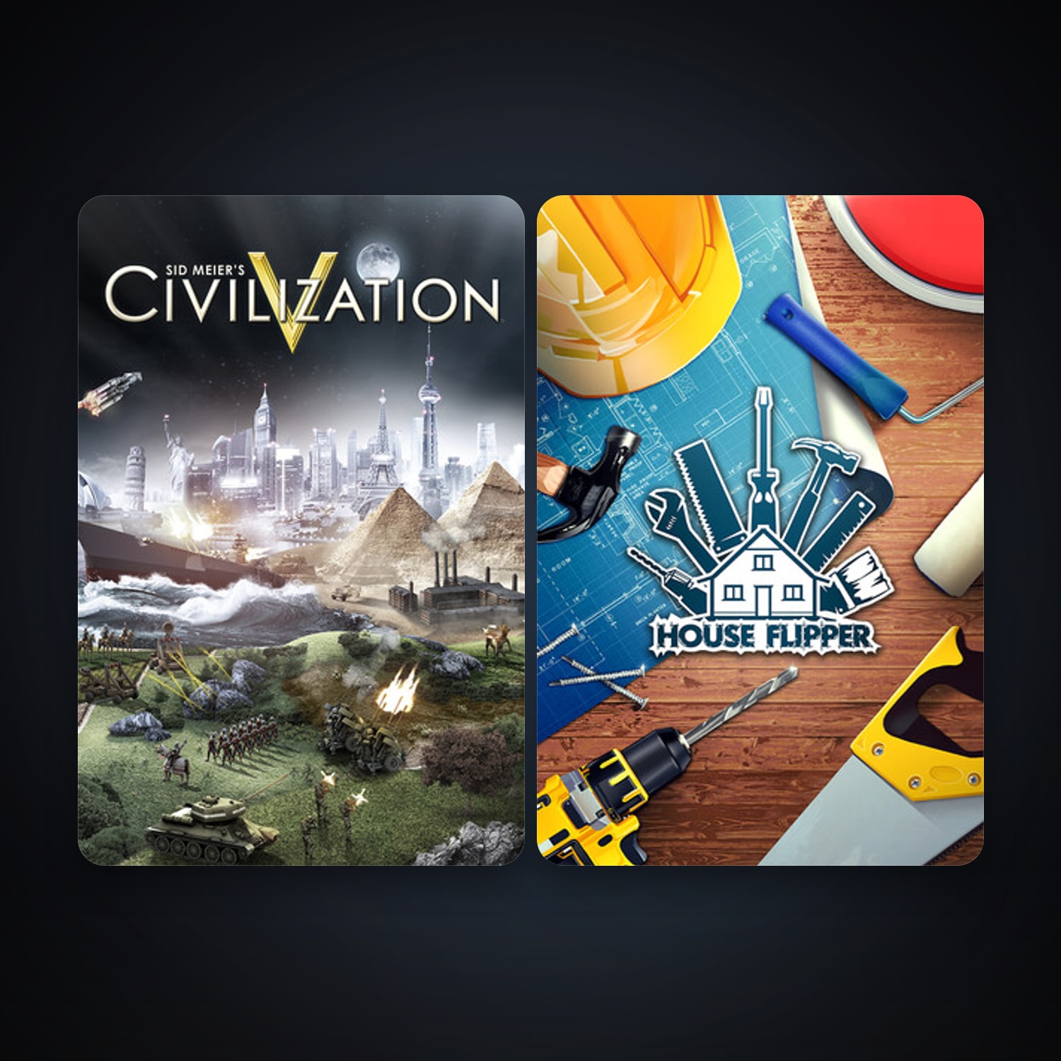 Sid Meier's Civilization V + House Flipper, 2 games, clean — HabibiAccounts