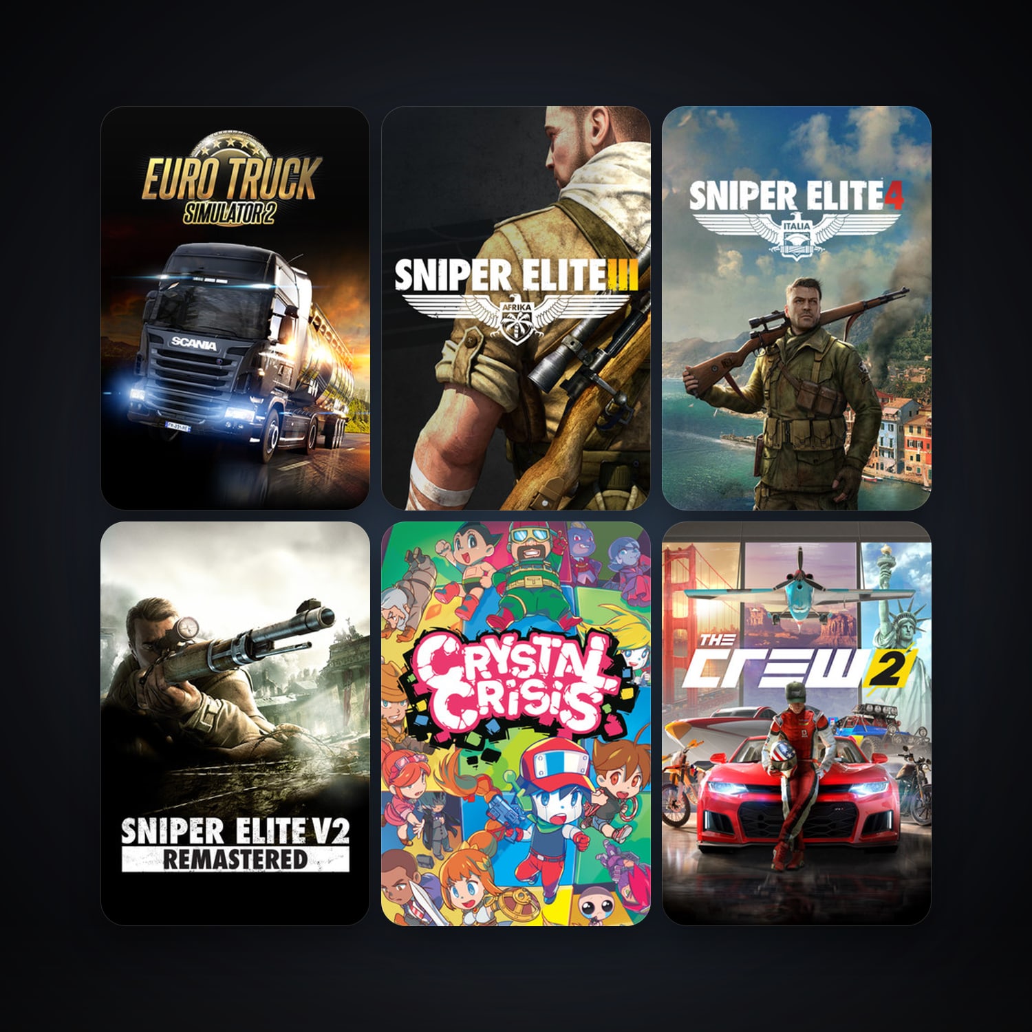 Euro Truck Simulator 2 + Sniper Elite 3, 12 games, clean — HabibiAccounts