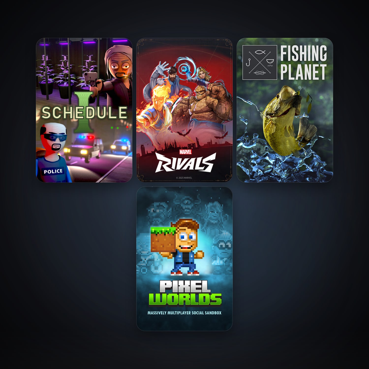 Fishing Planet + Pixel Worlds: MMO Sandbox, 5 games, clean — HabibiAccounts