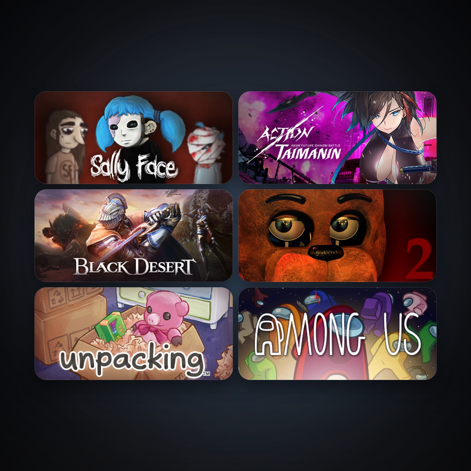 Five Nights at Freddy's 2 + Five Nights at Freddy's 4, 19 games, Steam 10, clean — HabibiAccounts