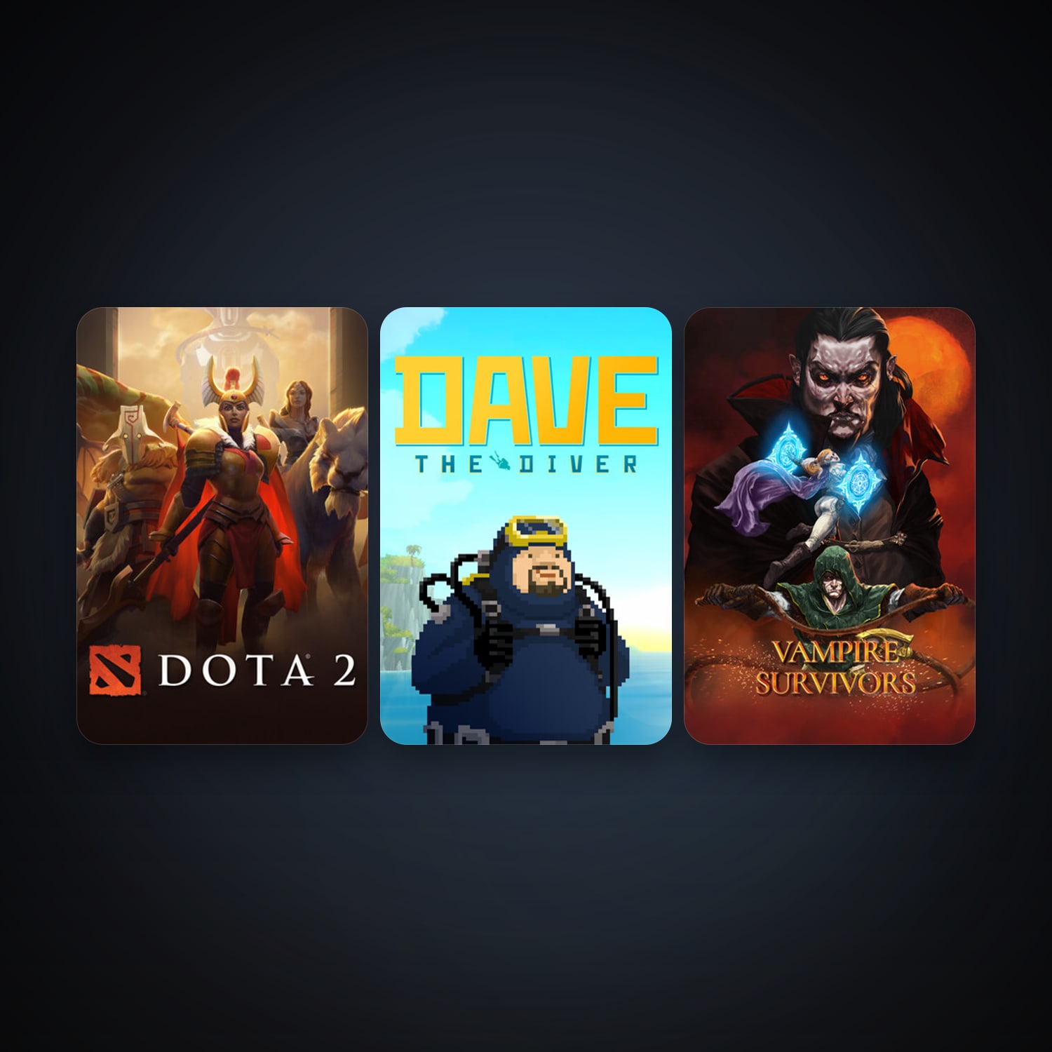 Dota 2 + Vampire Survivors, 3 games, clean — HabibiAccounts