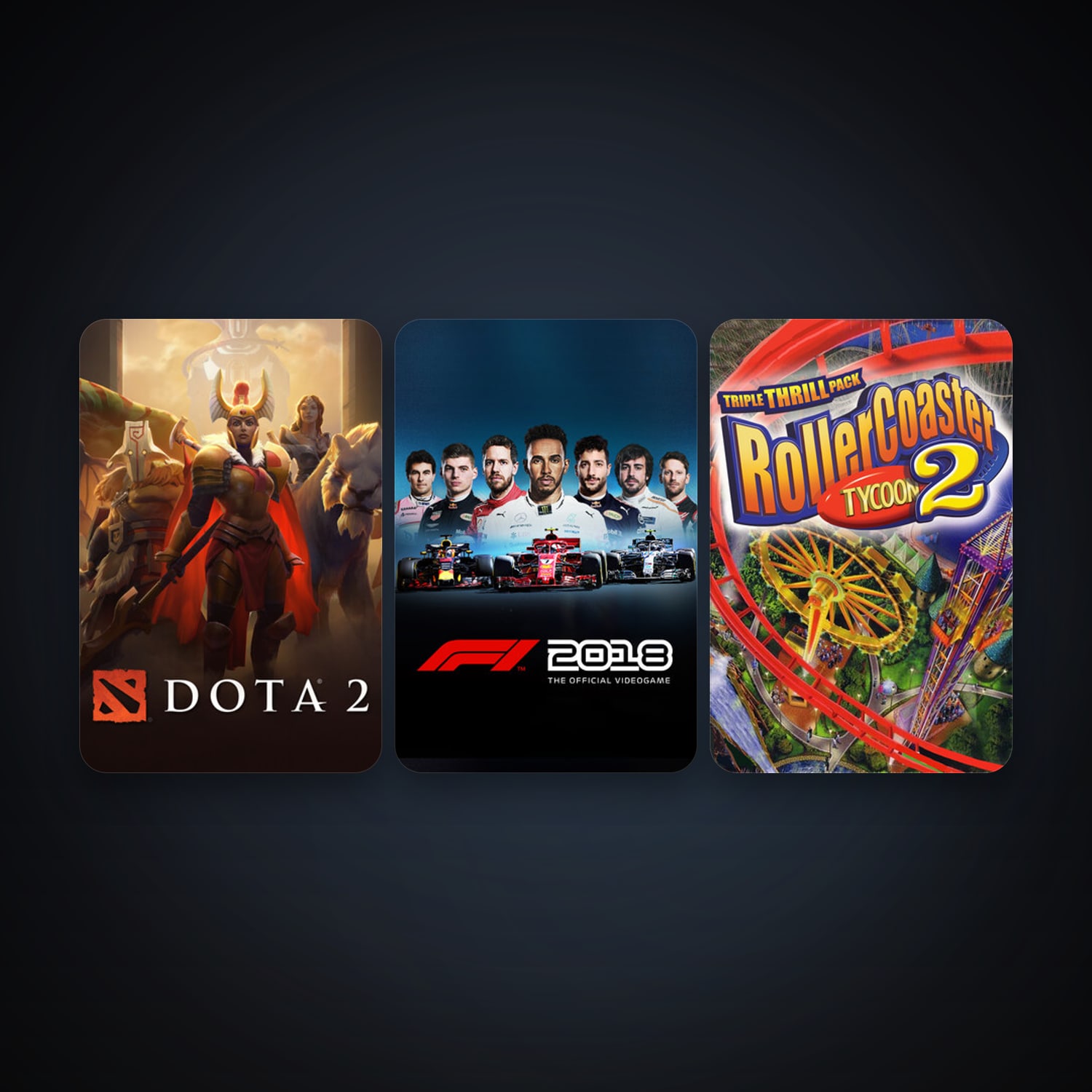 Dota 2 + RollerCoaster Tycoon 2: Triple Thrill Pack, 6 games, clean — HabibiAccounts