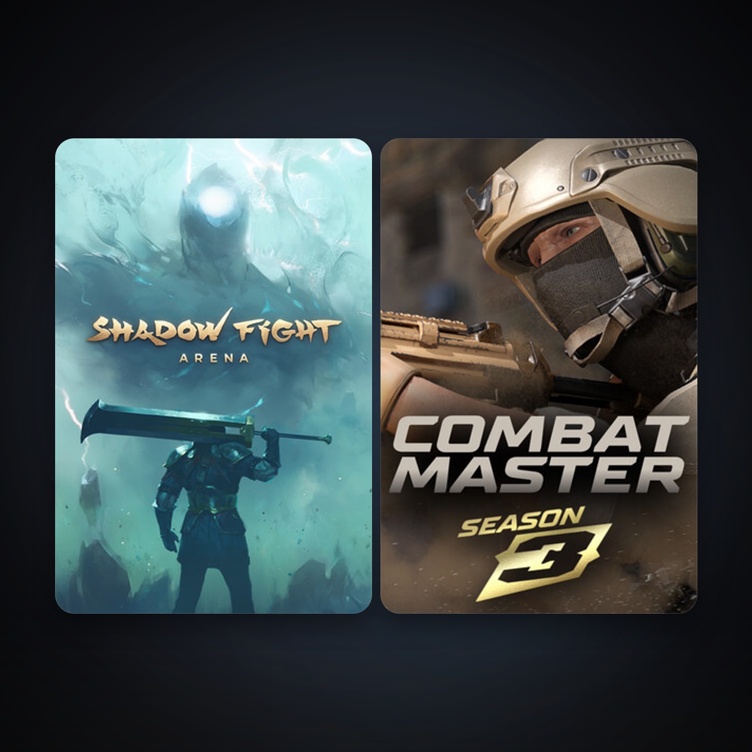 Shadow Fight Arena + Combat Master: Season 1, 9 games, clean — HabibiAccounts