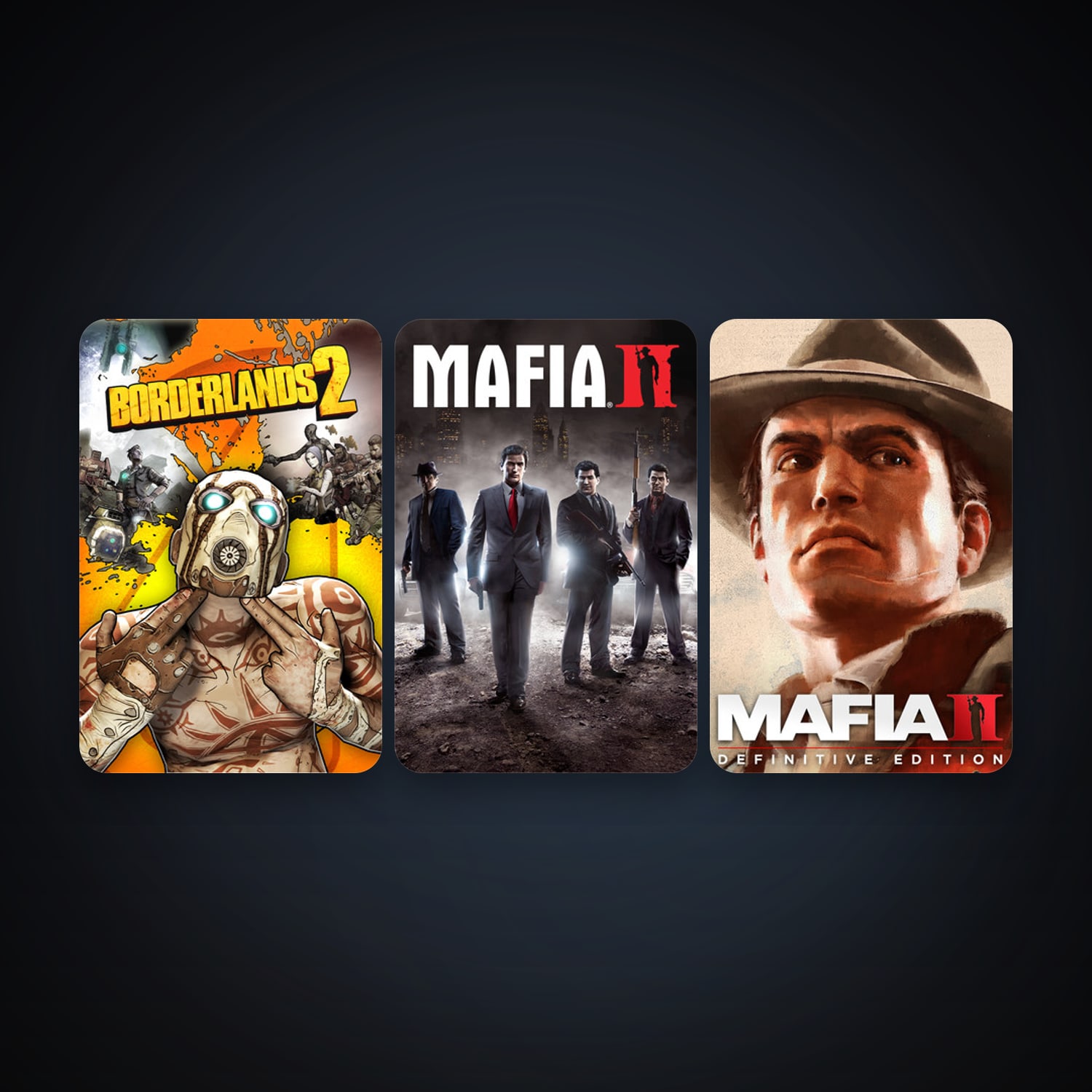 Borderlands 2 + Mafia II, 3 games, clean — HabibiAccounts