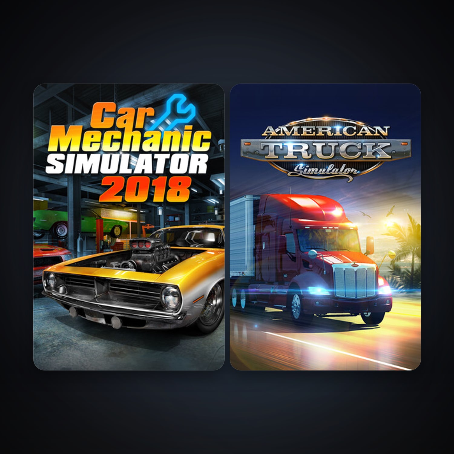 American Truck Simulator + Car Mechanic Simulator 2018, 2 games, clean — HabibiAccounts