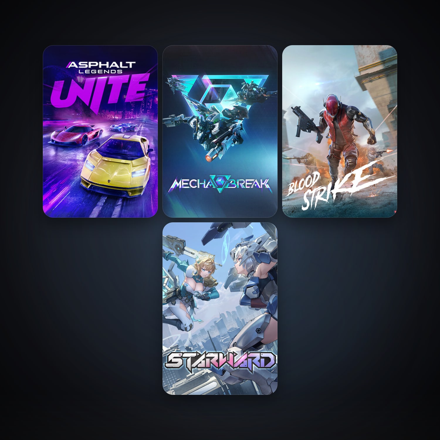 Asphalt Legends Unite + Mecha BREAK, 8 games, clean — HabibiAccounts