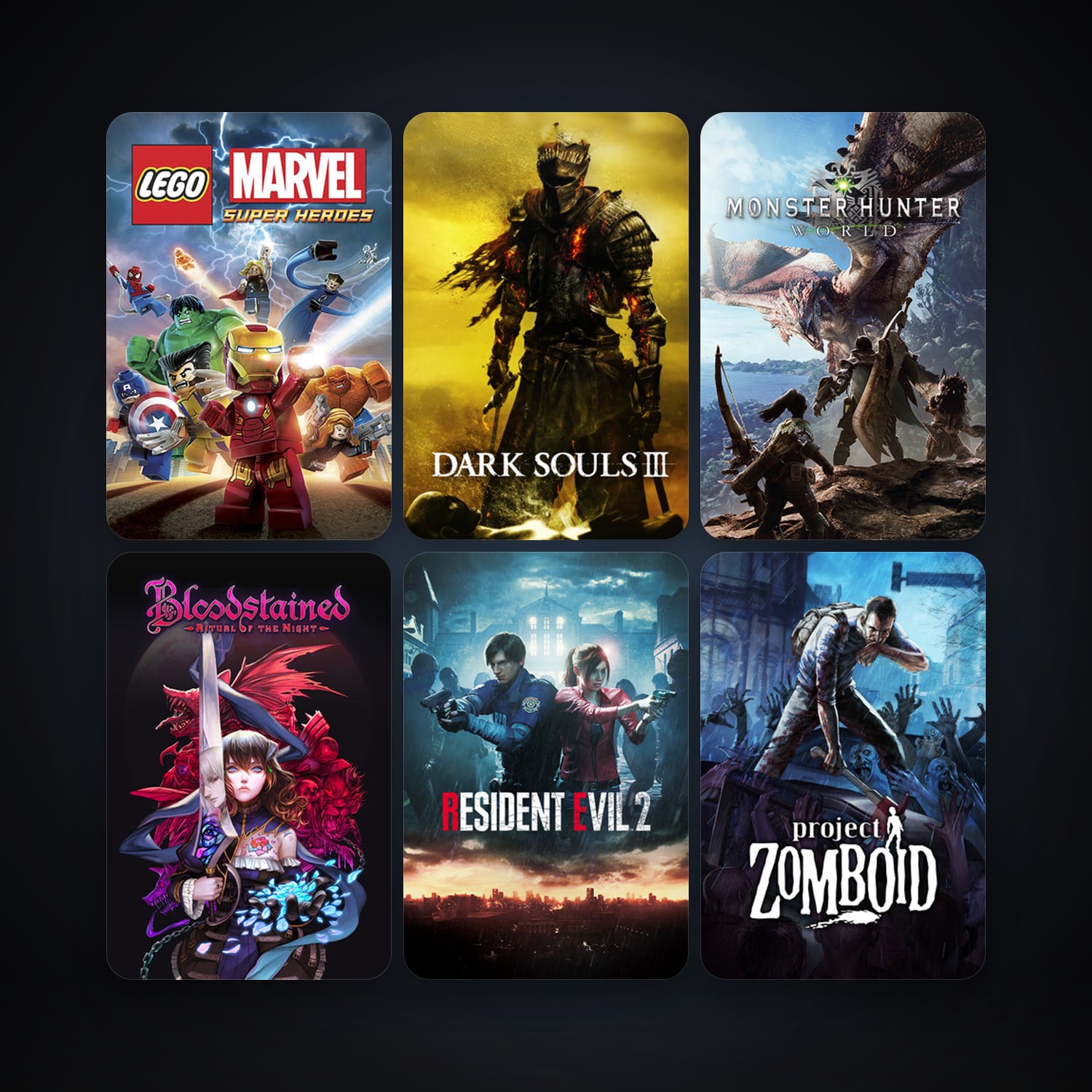 Project Zomboid + LEGO Marvel Super Heroes, 15 games, clean — HabibiAccounts