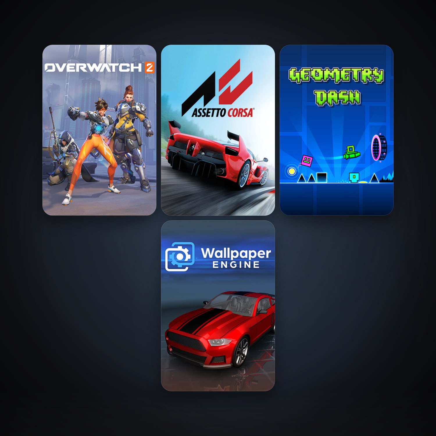 Assetto Corsa + Geometry Dash, 10 games, clean — HabibiAccounts