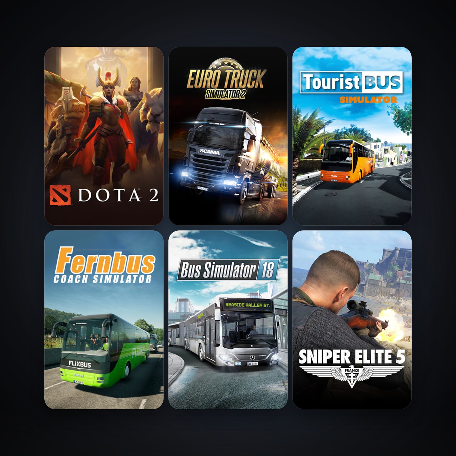 Dota 2 + Euro Truck Simulator 2, 9 games, clean — HabibiAccounts