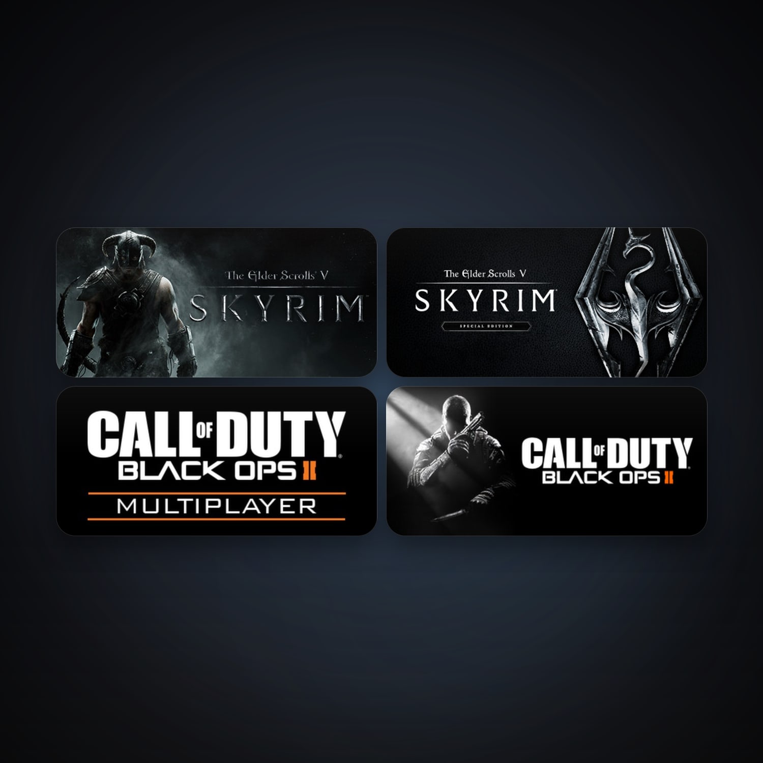 The Elder Scrolls V: Skyrim + Call of Duty: Black Ops II, 5 games, clean — HabibiAccounts