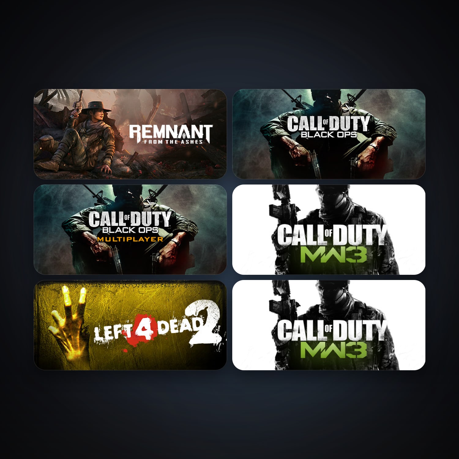 Left 4 Dead 2 + Call of Duty: Modern Warfare 3 (2011), 7 games, clean — HabibiAccounts