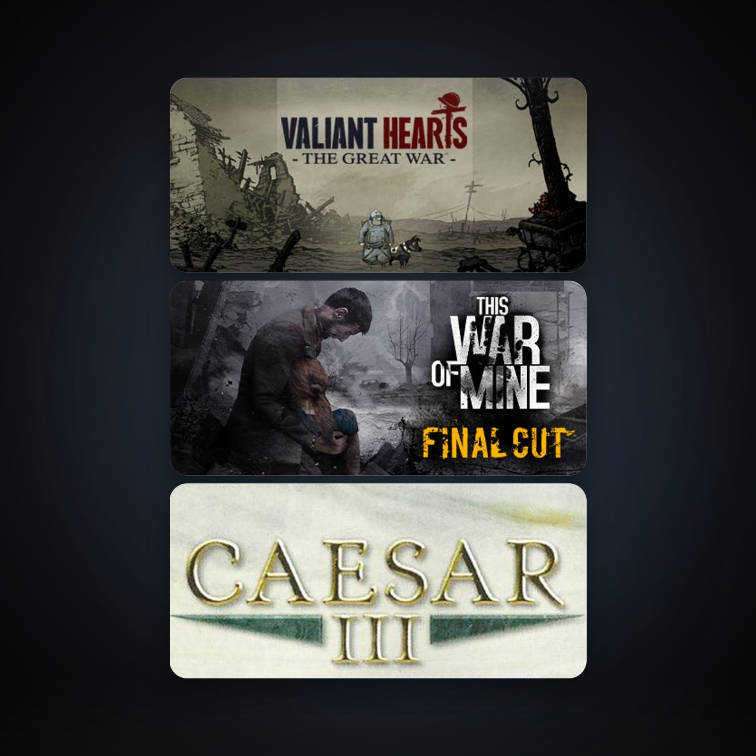 Valiant Hearts: The Great War / Soldats Inconnus : Mémoires de la Grande Guerre + This War of Mine, 6 games, clean — HabibiAccounts