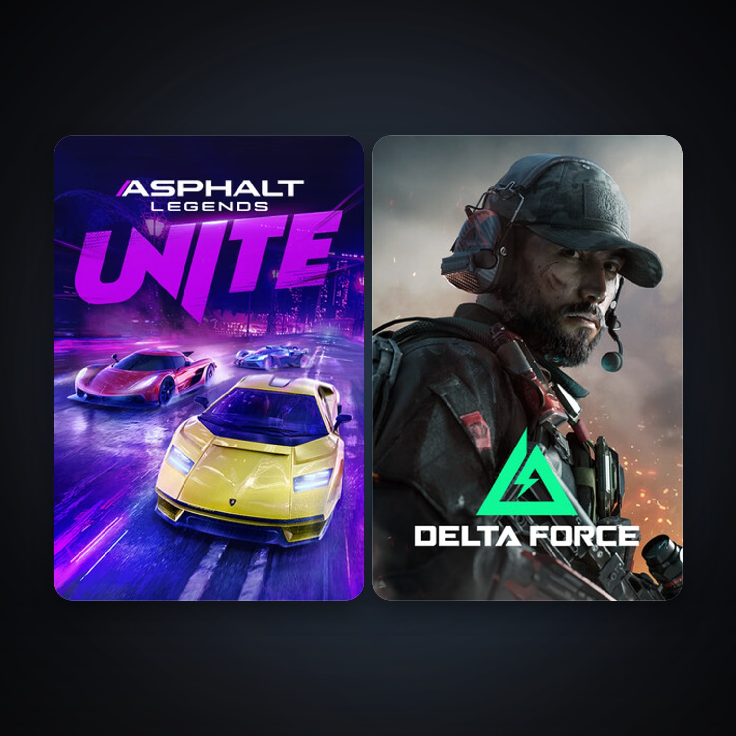 Asphalt Legends Unite + Delta Force: Hawk Ops, 3 games, clean — HabibiAccounts