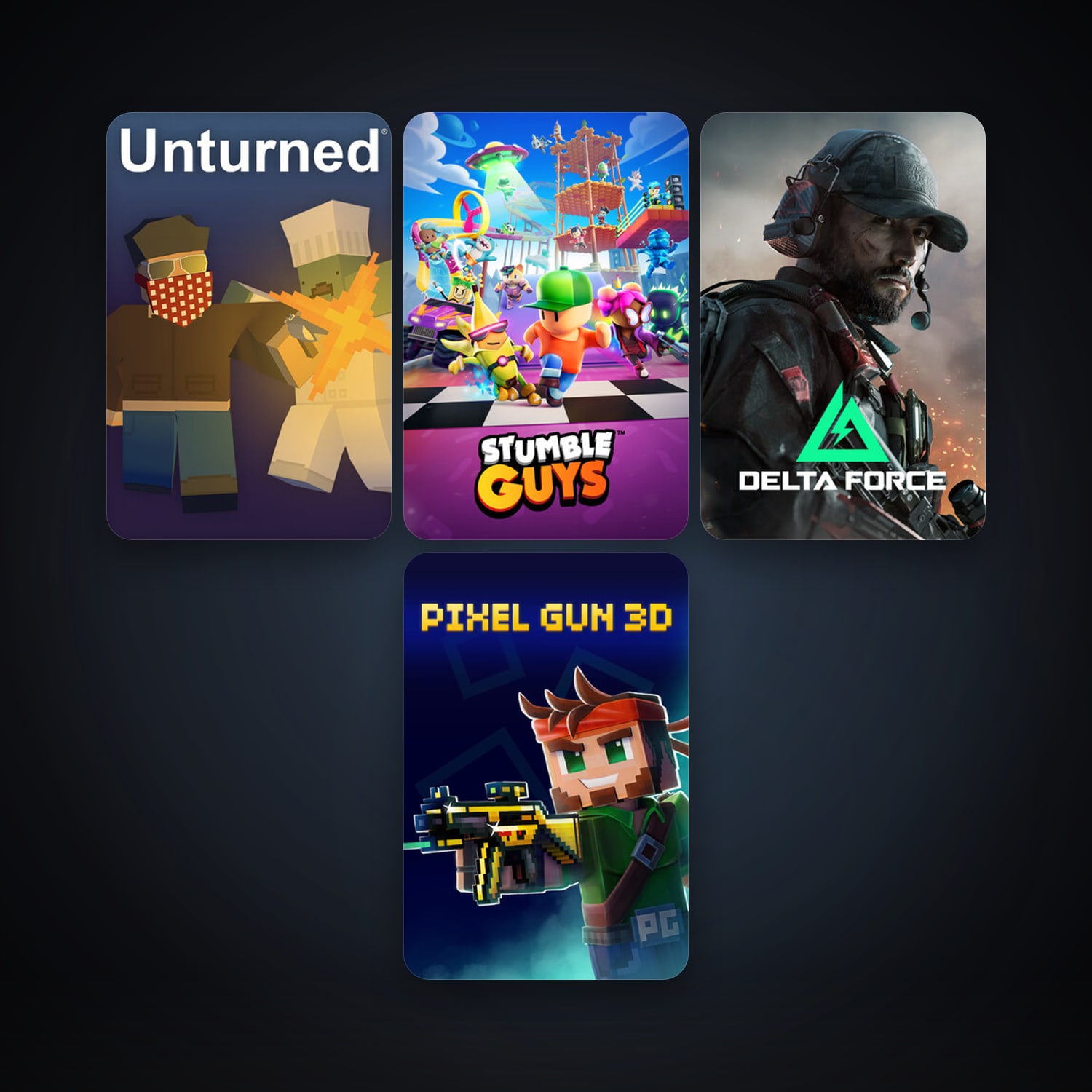 Unturned + Stumble Guys, 8 games, clean — HabibiAccounts