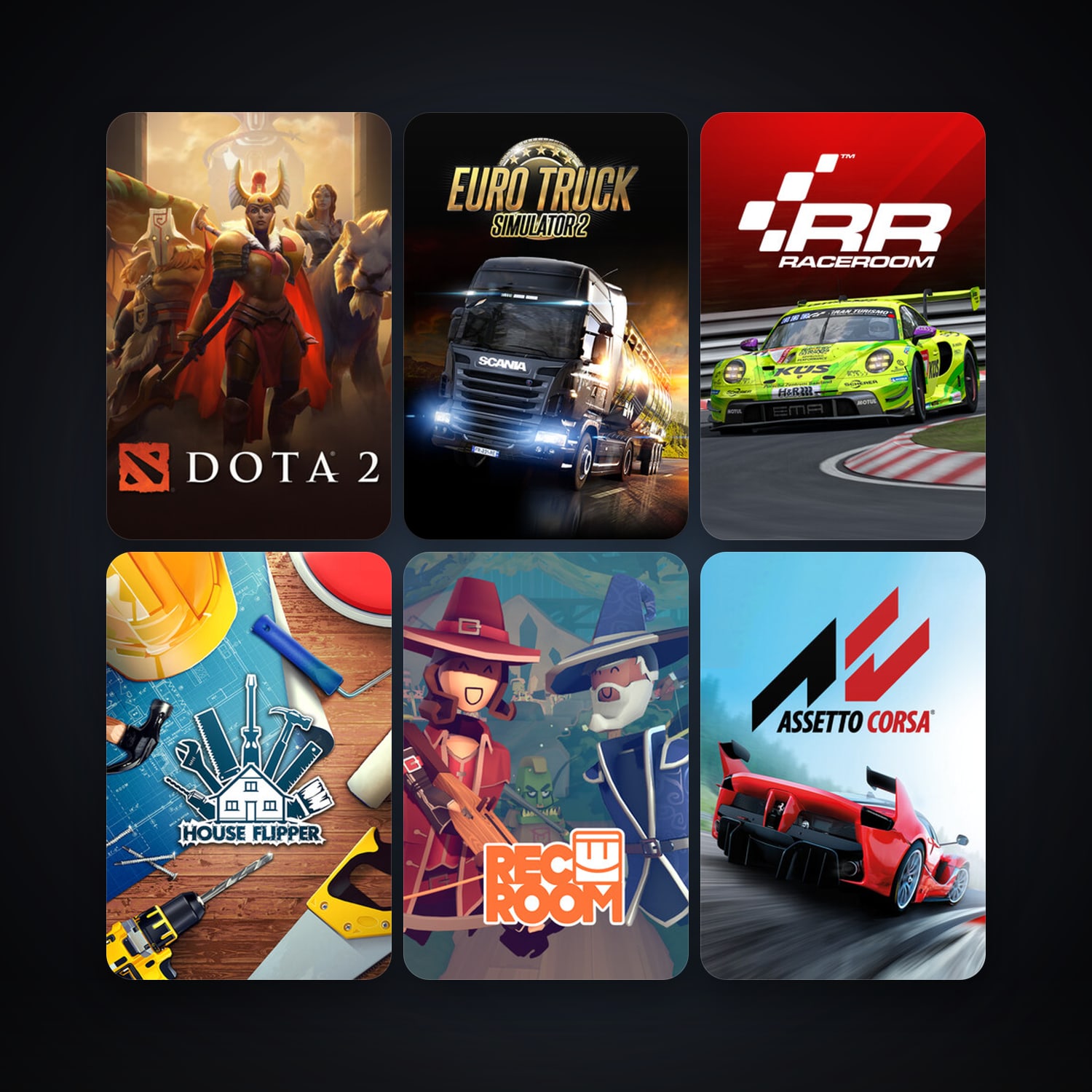 Dota 2 + RaceRoom Racing Experience, 22 games, clean — HabibiAccounts