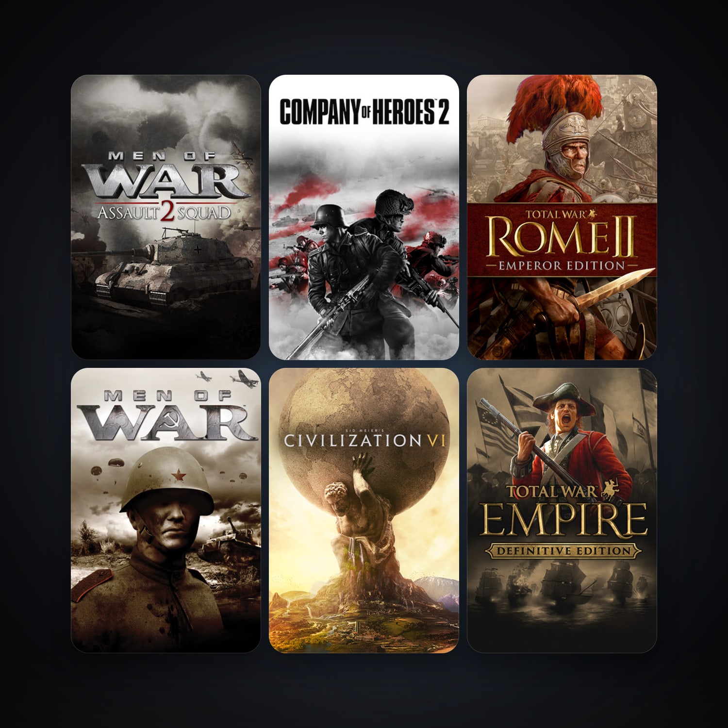 Men of War + Empire: Total War, 124 games, clean — HabibiAccounts