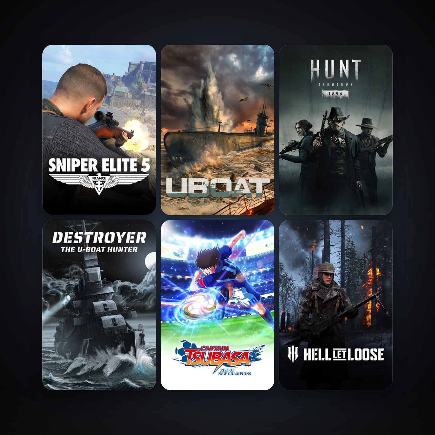 UBOAT + Hunt: Showdown, 11 games, Steam 10, clean — HabibiAccounts