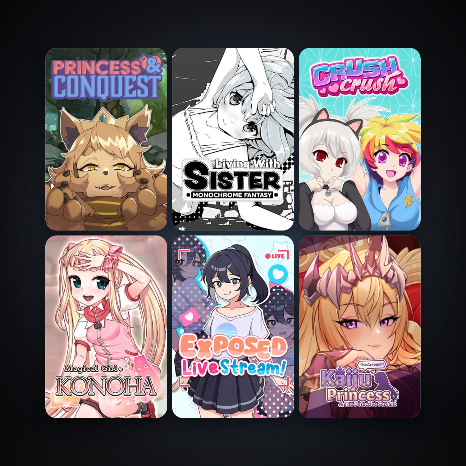 Crush Crush + Princess & Conquest, 91 games, clean — HabibiAccounts