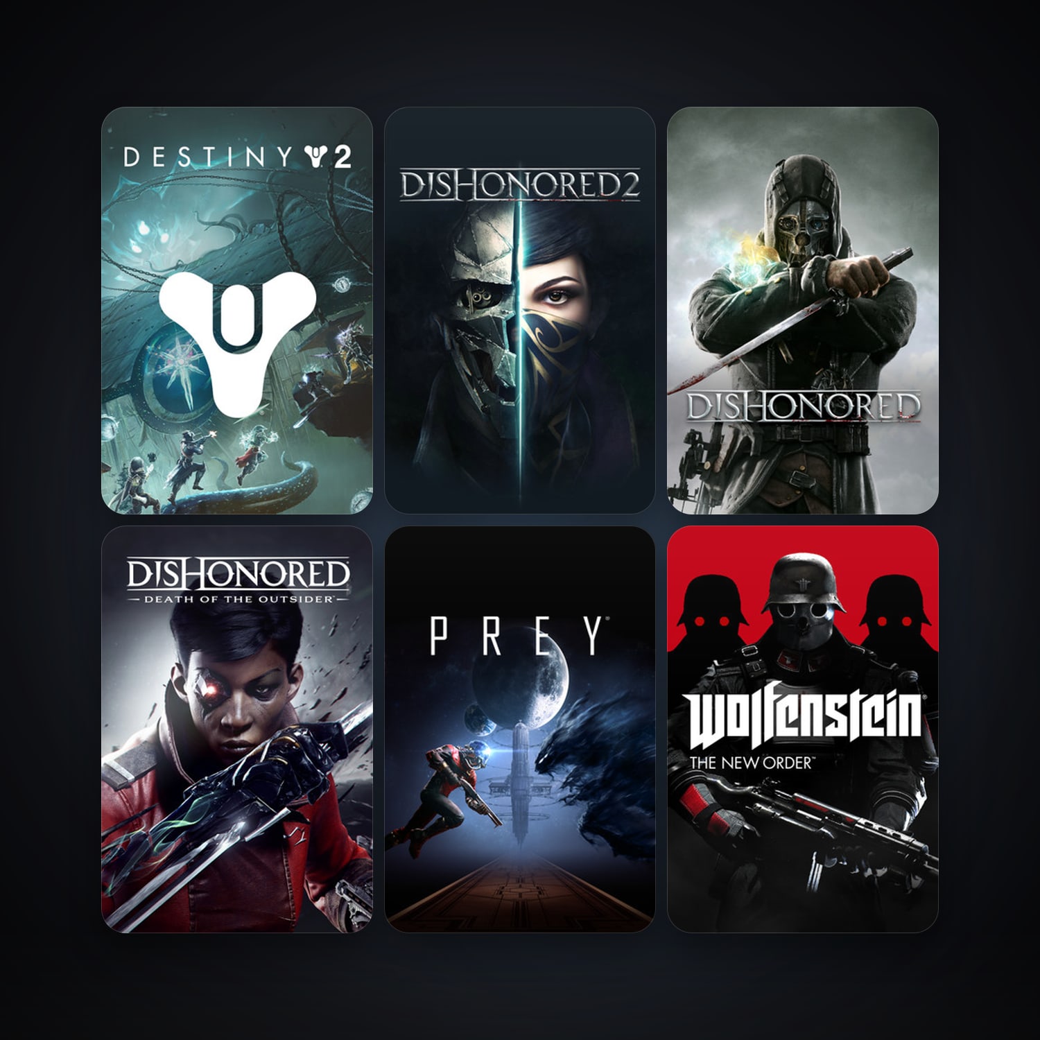 Dishonored + Wolfenstein: The New Order German Edition, 99 games, Steam 11, clean — HabibiAccounts