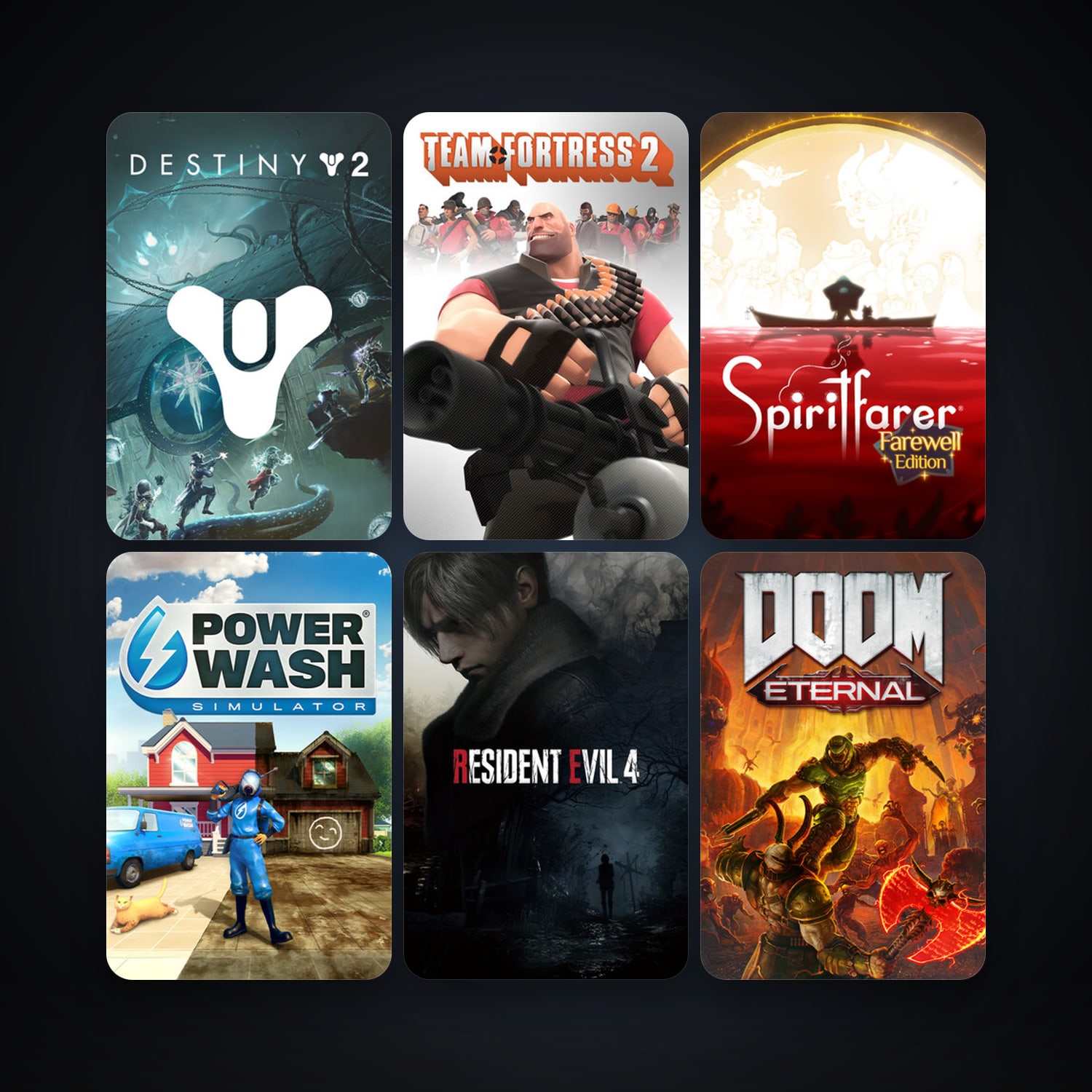 Team Fortress 2 + DOOM Eternal, 67 games, Steam 10, clean — HabibiAccounts