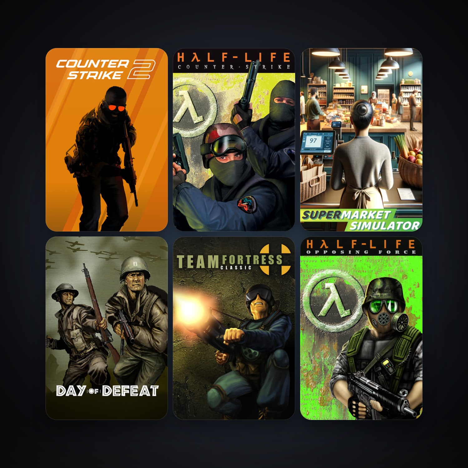 Counter-Strike + Team Fortress Classic, 10 games, Steam 12, clean — HabibiAccounts