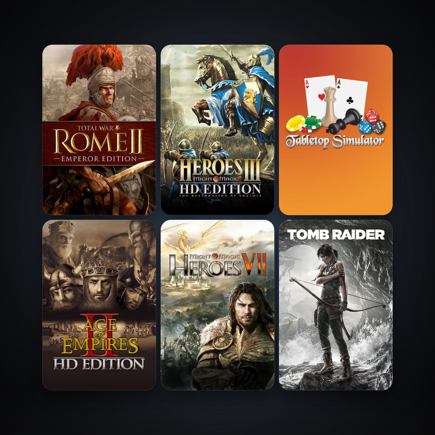 Heroes of Might & Magic V: Tribes of the East + Tomb Raider, 68 games, Steam 10, clean — HabibiAccounts
